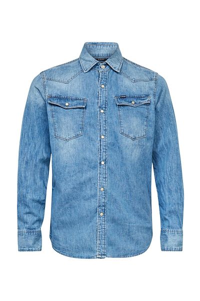 G-Star Hemd Langarmhemd Jeanshemd mit Brusttaschen