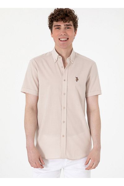 U.S. Polo Assn. U.S. Polo Assn. Κανονική εφαρμογή πουκάμισο με γιακά γκρι ανδρικό πουκάμισο ELFYGL