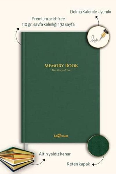 STOREMAX Sellbuystore Color Memory Book Linen Memory Book Gold Edged Memory Album Green 1053513