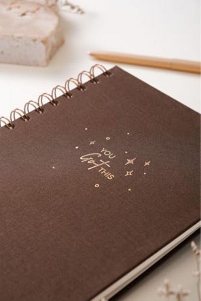 STOREMAX Sellbuystore A5 Spiral Hard Cover Linen Checkered Undated Notepad Brown 1053513