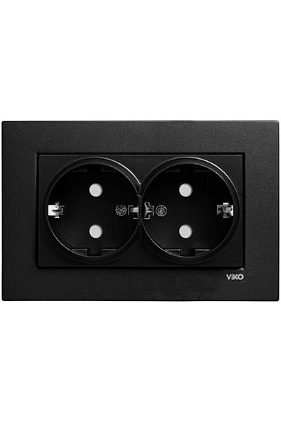 STOREMAX Svticaret Novella Black Double Grounded Socket Child Protection Mhm 1053513