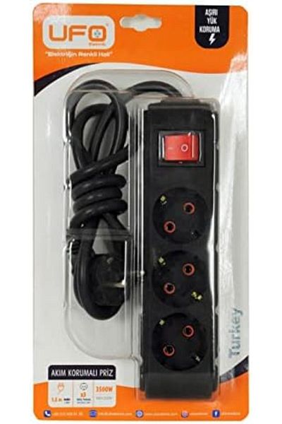 STOREMAX Svticaret 3-Plus Surge Protected Socket 1.5 Meter Wired Group Socket, Max 3500W Overload Protection 3