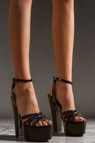 PayBuy Pantofi Eleganti De Dama Pantofi Cu Platforma din Piele Lacuita Neagra Pantofi Rochii De Seara Design Special