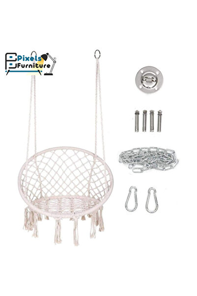 PixelsFurniture كرسي متارجح تعليق من بكسل الأثاث مصنوع يدويا من حبل قطن للاست...