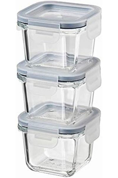 IKEA ASIA 365+ Food container with lid, SquareGlass 180ml, Set of 3