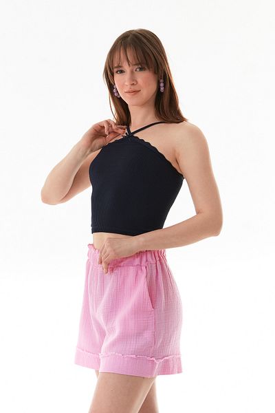 Fulla Moda Ribbed Cross Strap Crop Body