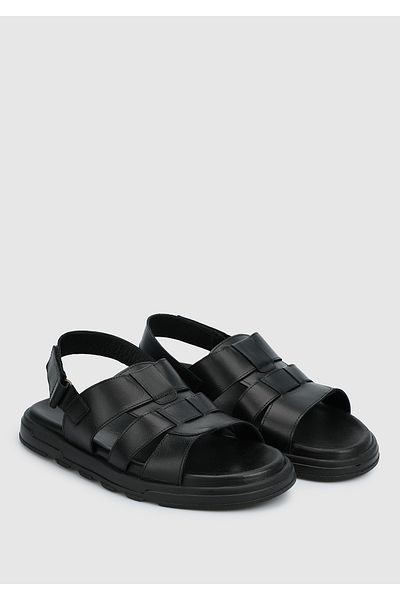 Eclipse Black Leather Men's Comfort Sandals