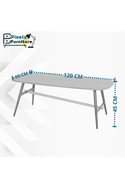 PixelsFurniture Pixel Furniture Rectangular Coffee Table with Wood Top and Metal Ends