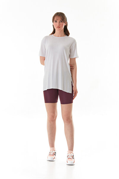 Fulla Moda Basic Crew Neck Lycra Casual T-Shirt με σκισίματα στα πλαϊνά