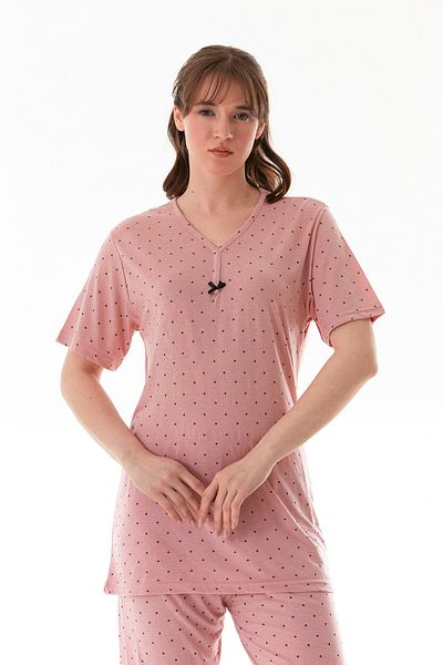Fulla Moda Set de pijamale Capri cu mâneci scurte cu imprimeu cu stele