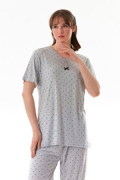 Fulla Moda Σετ πιτζάμες Capri με κοντό μανίκι με αστεράκι