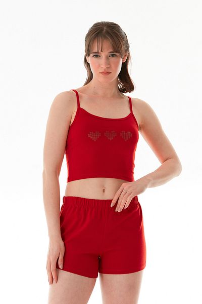 Fulla Moda Heart Printed Strappy Shorts Set