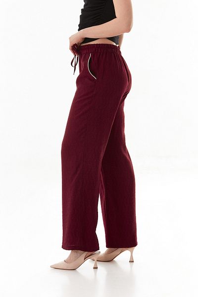 Fulla Moda Pantaloni Palazzo cu buzunar cu detaliu de piatră și talie elastică