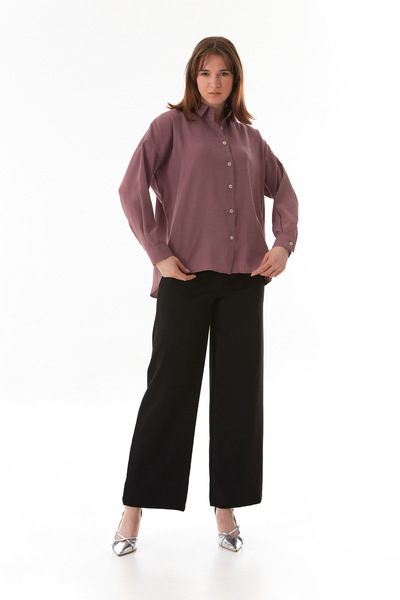 Fulla Moda Basic Oversize Long Buttoned Back Shirt