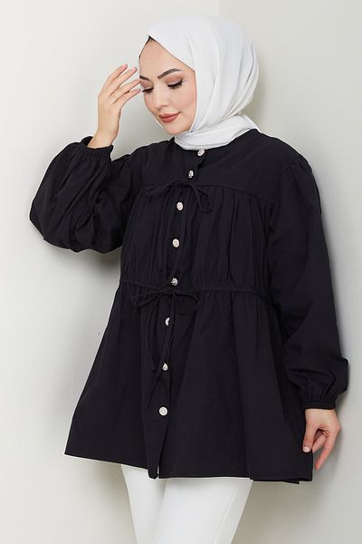 InStyle Cămașă neagră cu nasturi de piatră