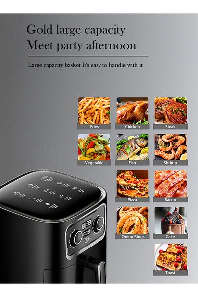 ET-LIFE Air Fryer 10L, Rapid Hot Air Circulation for Frying, Grilling, Roasting, 10L 2400W SZ-801 Black