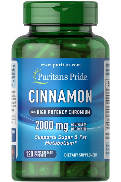 Puritan's Pride Cinnamon 875 mg (2000 mg Equivalent) with High Potency Chromium
