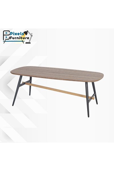 PixelsFurniture Pixel Furniture Rectangular Coffee Table with Wood Top and Metal Ends