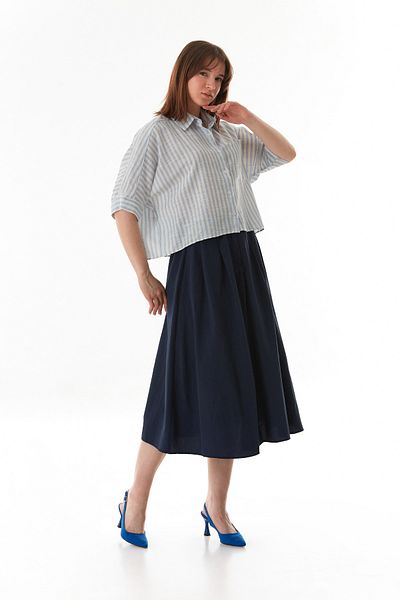 Fulla Moda Cămașă crop oversize cu dungi