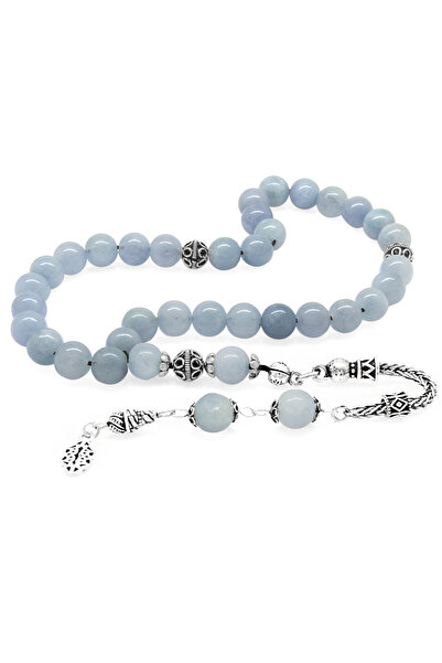 Tesbihane 925 проба срібла з бахромою, куля з аквамарином, натуральний камінь, чотки