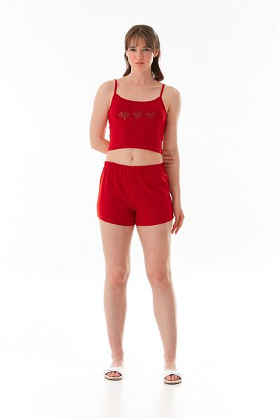 Fulla Moda Heart Printed Strappy Shorts Set