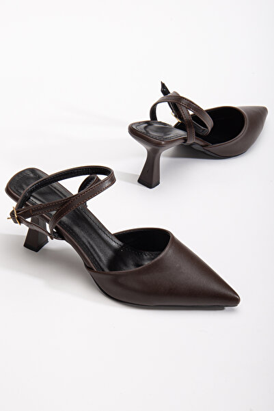 Entella Store Kısa Topuklu Bantlı Cilt Acı Kahve Kadın Ayakkabı