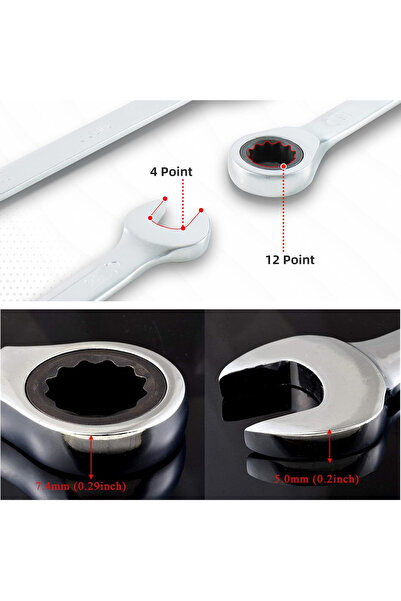 Badem10 Ratchet Wrench Set 7-Piece Set Open Mouth Flat and Ratchet Combined Wrench 8-10-12-13-14-17-19 mm