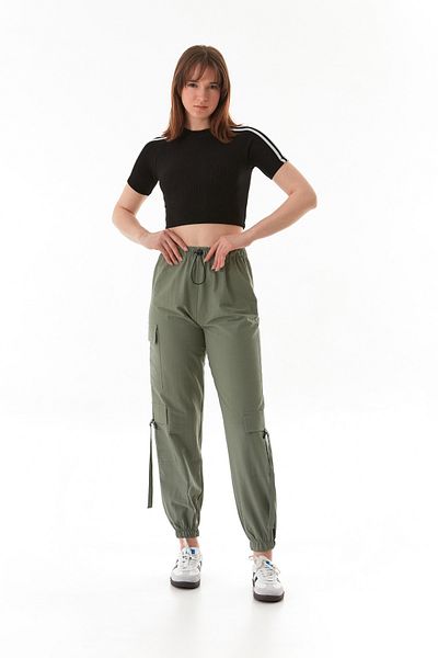 Fulla Moda Parachute Fabric Jogger Pants with Elastic Waist