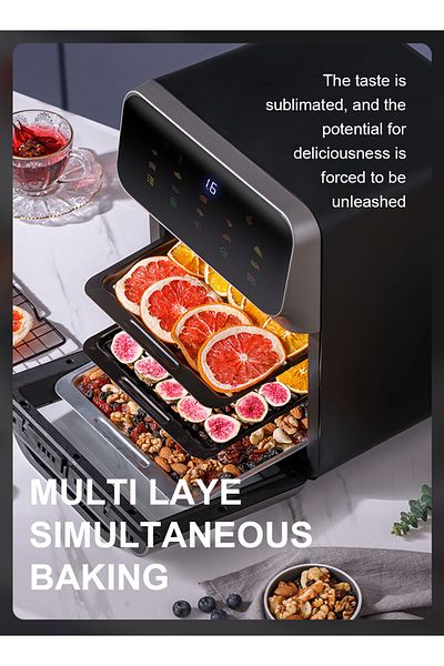 FlashHawk Air Fryer 10L for Grilling, Broiling, Roasting, Baking and Toasting 10L 1350W FD-1015B Black