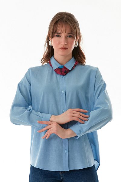 Fulla Moda Cămașă casual de bază cu spate lung