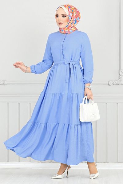 ModaMerve Rochie Aerobin cu manșetă elastică 6094TGE913-M Baby Blue