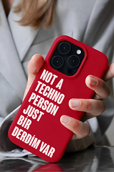 mooodcase iPhone 15 Pro Max Uyumlu Not Techno Person Just Bir Derdim Var Desenli Telefon Kılıfı