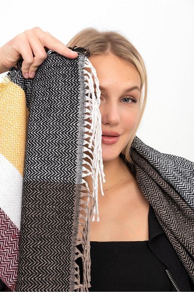 Saria Moda Soft Thick Shoulder Shawl with Herringbone Pattern