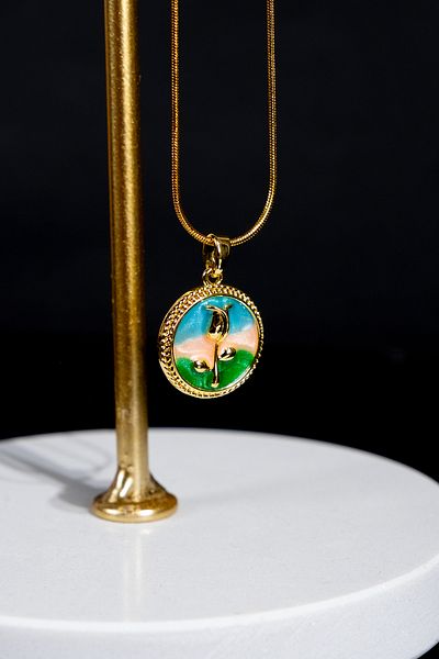 Zalifra Vintage Series, Gold Color Tulip Detailed, Stylish and Elegant Steel Necklace