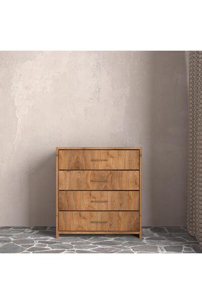 RENAZZO Softwood Ceviz Şifonyer 4 Çekmece