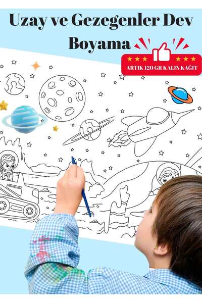 sandal hediyelik Uzay-Gezegenler- Dev Boyama Kağıdı - Boyama Rulosu - Büyük B...