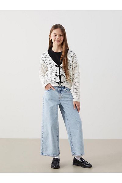 LC Waikiki Pantaloni de jeans pentru fete cu talie elastică reglabilă - S50467Z4