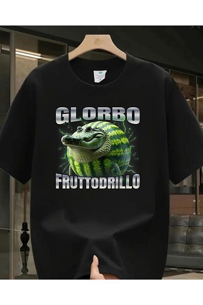 Touz Moda Tung Tung Tung Glorbo Fruttodrillo εμπριμέ πλενόμενο Vintage Unisex Oversize T-shirt
