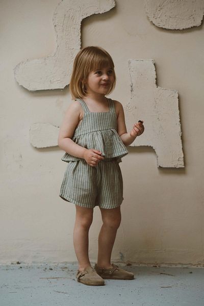 OhlalaKoala Khaki Striped Straps and Shorts Set for Girl