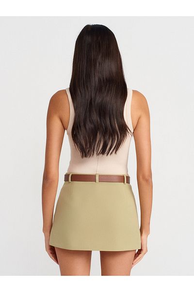 Dilvin 81059 Belted Double Breasted Shorts Skirt-Cagla