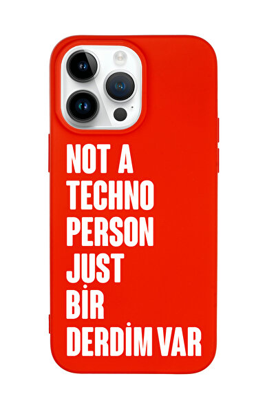mooodcase iPhone 14 Pro Uyumlu Not Techno Person Just Bir Derdim Var Desenli Telefon Kılıfı