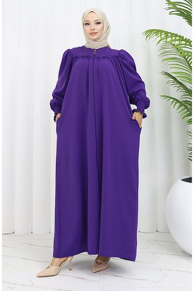 sefamerve Ferace cu fermoar cu maneci elastice 2035-03 violet