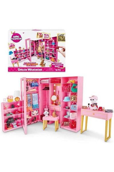 Zuru Mini Brands Mini Fashion Dream Wardrobe by ZURU with Exclusive Metallic Mini Fashion Bag and 25+ Sto
