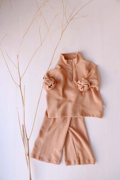 OhlalaKoala Tan Color Oversize Lower and Upper Set - Half Zipper