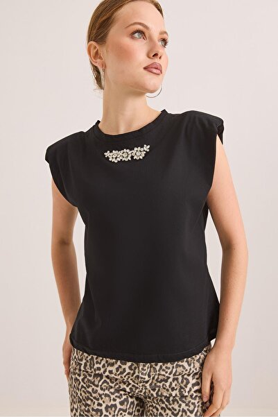 Raneel Kazançlı Alışveriş Shoulder Padded Stylish Accessory Detailed Cotton K...