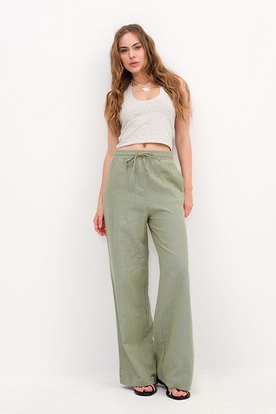 Addax Wide Leg Trousers with Elastic Waist and Pockets Pn58800-Pnl