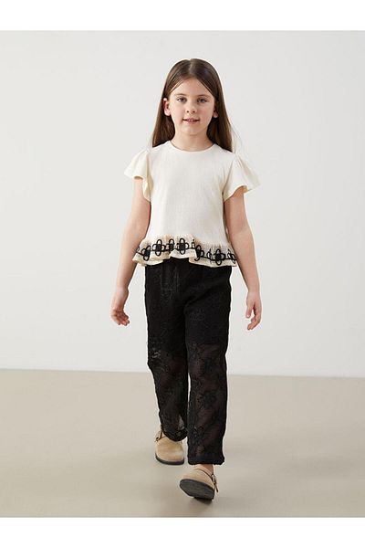 LC Waikiki Lace Girl's Pants with Elastic Waist (S5)