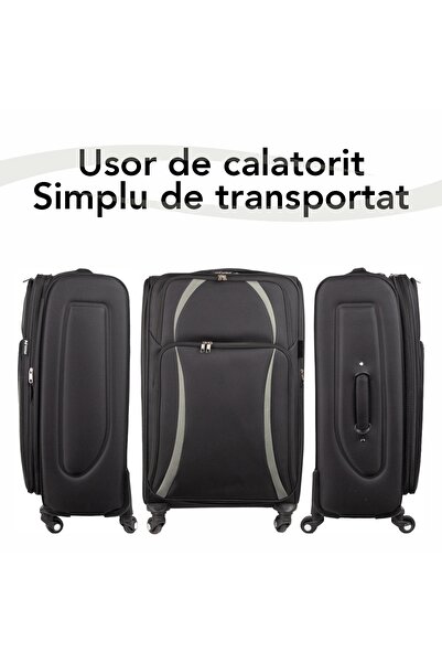 Naimeed Company Troler mic de călătorie, Naimeed D5979, 4 roți, material textil, lacăt cu combinație, negru, 35.5x26x52cm