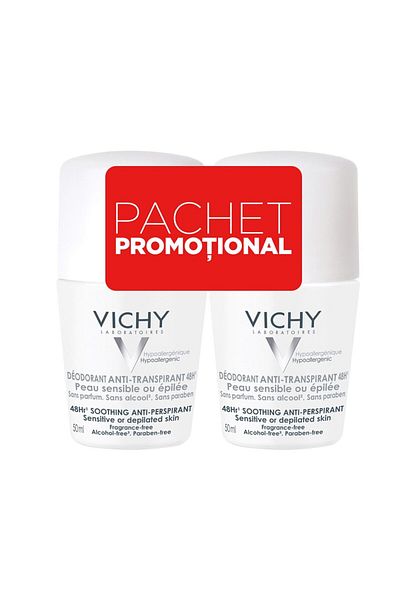 Vichy Fragrance-free antiperspirant roll-on deodorant set for sensitive skin