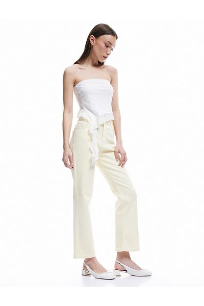 Koton Cotton Buttoned Pocket Slim Fit High Waist Flared Jeans - Flare Jeans